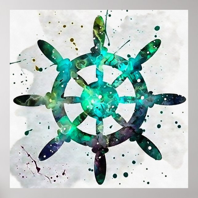 Poster Roda Dos Capturadores Em Cores Verdes Azuis (Frente)