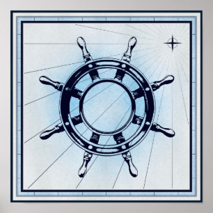 Poster Roda náutica Vintage