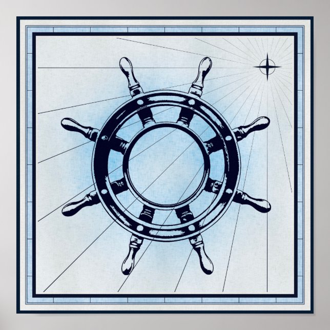 Poster Roda náutica Vintage (Frente)