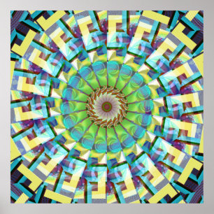 Poster Roda Teal da Arte Fractal Fortune