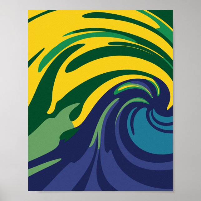 Poster Roda vibrante de verde, amarelo e azul (Frente)