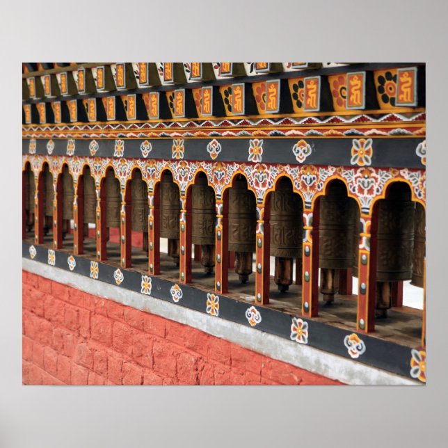 Pôster Rodas de Oração do quadrado central em Thimphu (Frente)