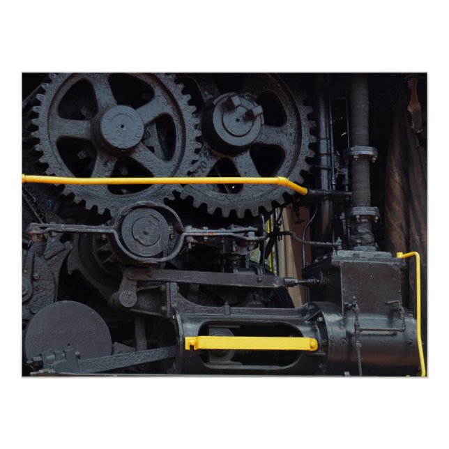 Pôster Rodas e Cogs Industriais dos Motores dos Comboios  (Frente)