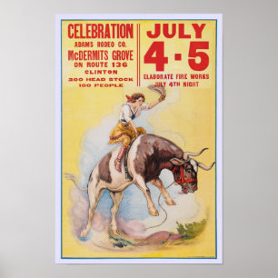 Poster Rodeio de 4 de Julho, 1930. Publicidade Antiga