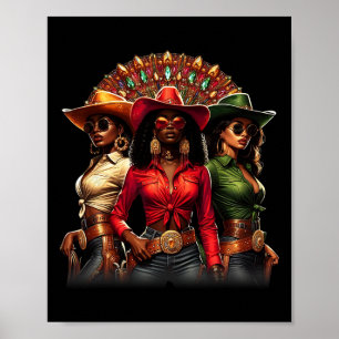 Poster Rodeio Ocidental Texas História Negra Cowgirls Neg
