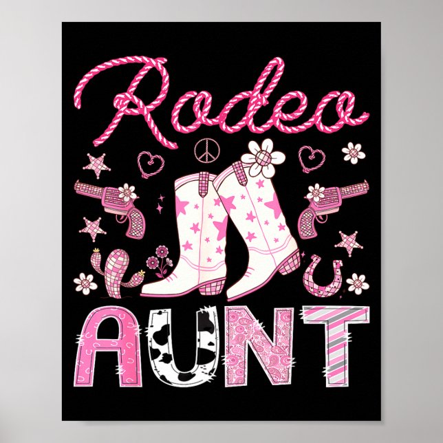 Poster Rodeo Aunt Nk Cowgirl Western Coquette Birthday Gi (Frente)