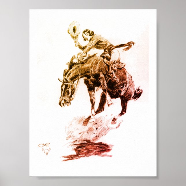 Poster Rodeo Cowgirl (por C.M. Russell) (Frente)