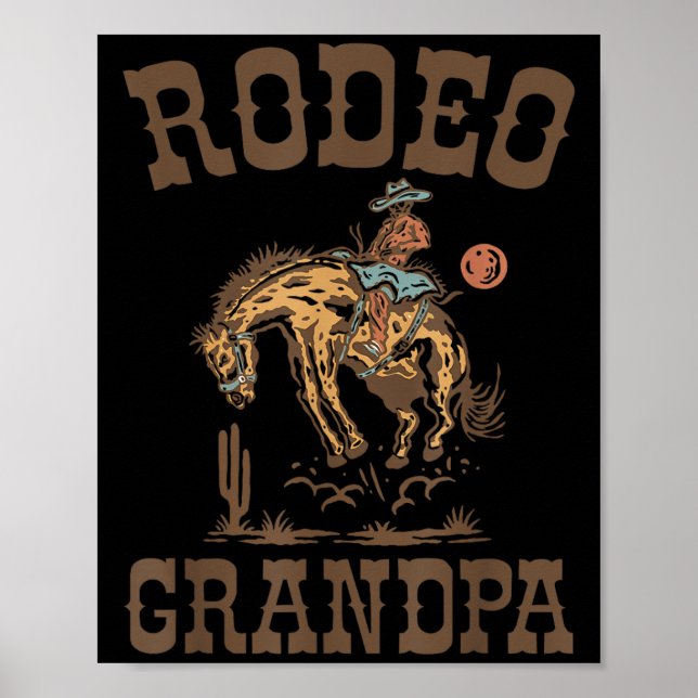 Poster Rodeo Grandpa Cowboy Cowgirl Birthday Family Match (Frente)