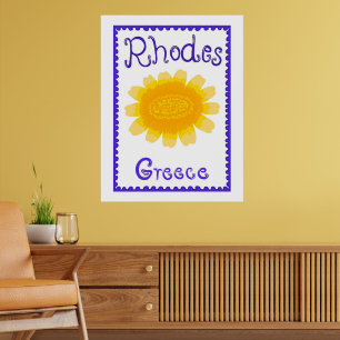 Poster Rodes Grécia Bold Bloom Madeira Derrubada Tapeçari