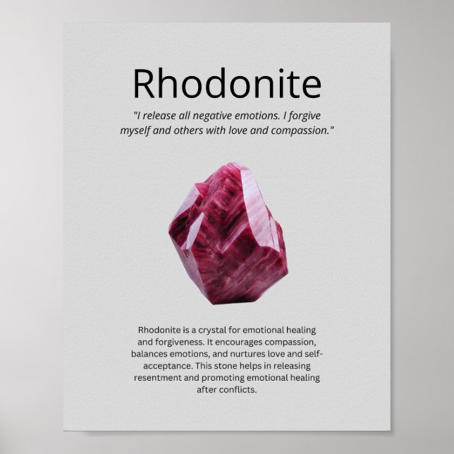 Poster Rodonite, Cristal Significado (Frente)
