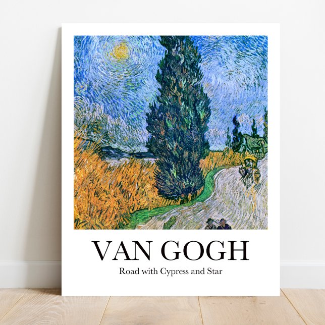 Poster Rodovia com Cypress e Star por Vincent van Gogh (Starry Night Journey: Van Gogh's "Road with Cypress & Star." High-quality poster)