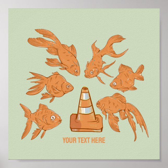 Poster Rodoviários de Cones e de Peixes-Dourados laranja (Frente)