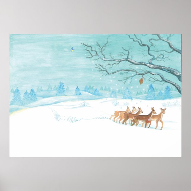 Poster Roe deer Winter (Frente)