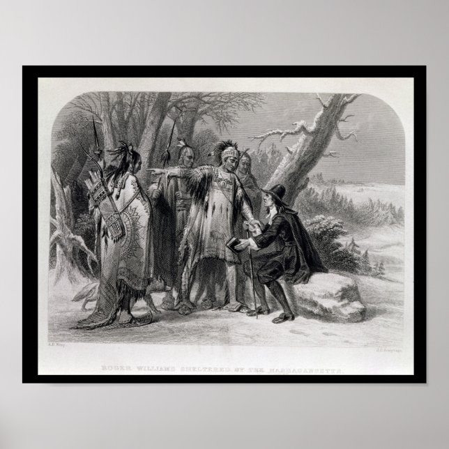 Pôster Roger Williams abrigado pelos Narragansets (Frente)