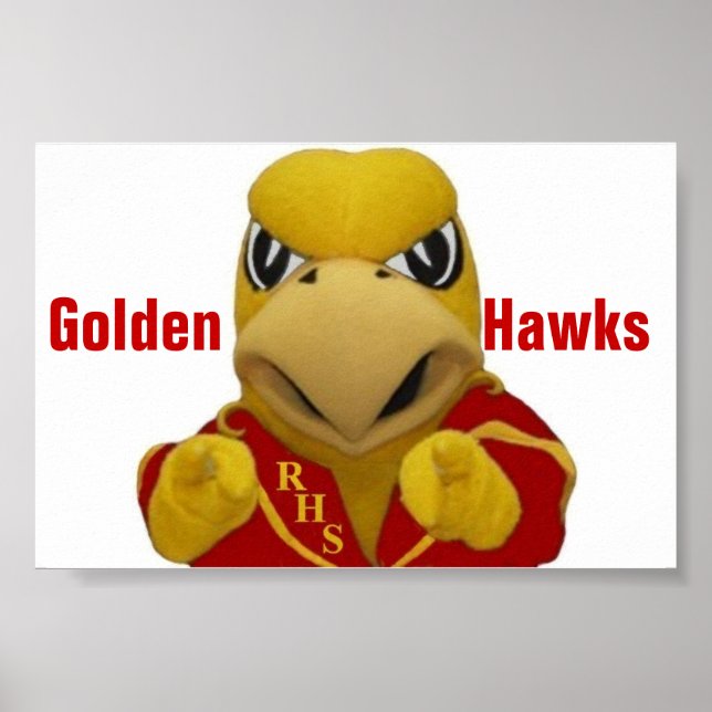Poster Rogers Ouro Hawk Costumed Mascot (Frente)