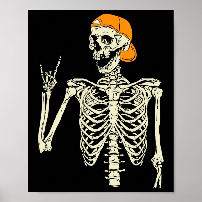 Poster Roker Skeleton Boné Skater Legal Halloween Punk Ro (Frente)