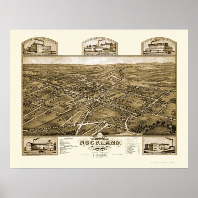 Poster Rokland, Mapa Panorâmico MÃE - 1881 (Frente)