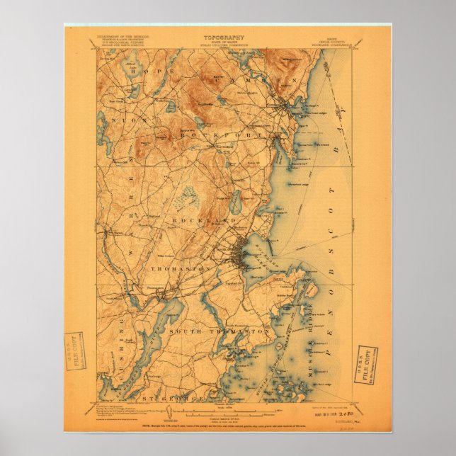 Poster Rokland ME Vintage Map (Frente)