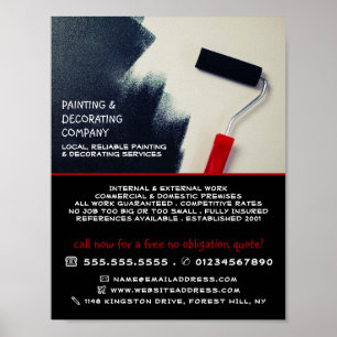 Poster Rolador de pintura vermelha, Painter e decorador p
