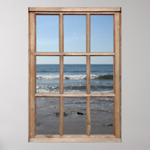 Pôster Rolando ondas no modo de exibição em praia a parti