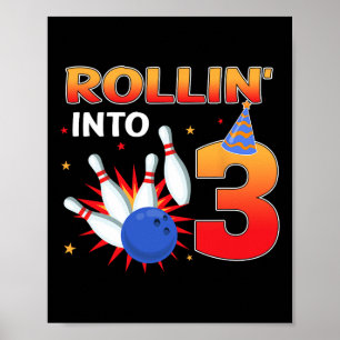 Poster Rolando Para Um Par De Boliches De Aniversário De