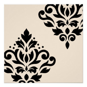 Pôster Rolar Damask Art I Black on Cream