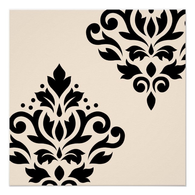Pôster Rolar Damask Art I Black on Cream (Frente)