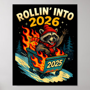 Poster Rolar Para 2026 Guaxinim Divertido Fogo no Lixo 20