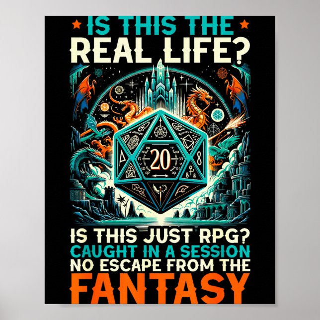 Poster Role Playing Game Rpg Master D20 Tabletop Funny Rp (Frente)