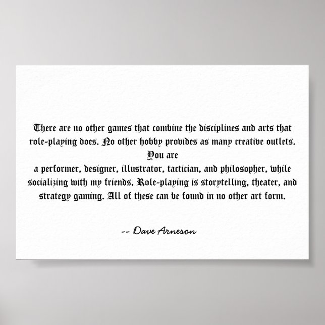 Poster Role Playing is Unique (Frente)