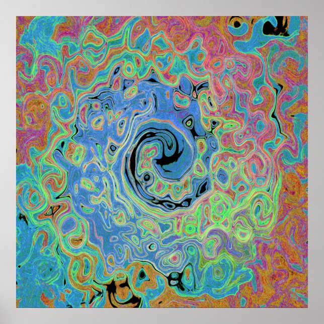 Poster Rolha de Abstrato com rolha azul de aquarela com r (Frente)