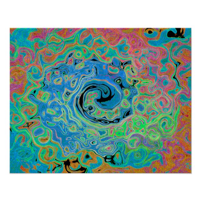 Pôster Rolha de Abstrato com rolha azul de aquarela com r (Frente)