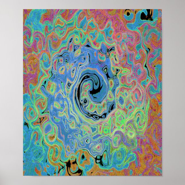 Poster Rolha de Abstrato com rolha azul de aquarela com r (Frente)