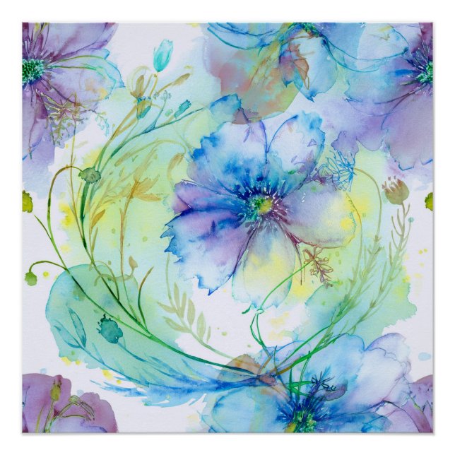 Pôster Rolha floral de aquarela (Frente)