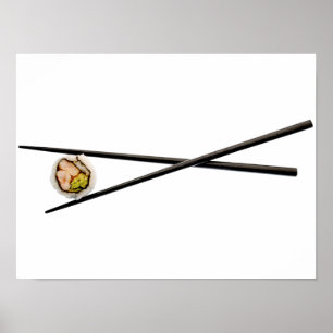 Pôster Roll & Chopsticks Sushi - Modelo personalizado