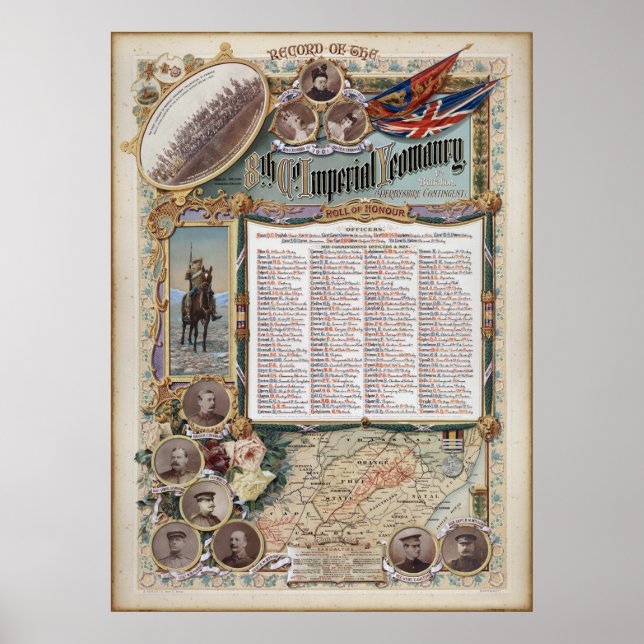 Poster Roll of Honor 8th Company, Imperial Yeomanry (Frente)