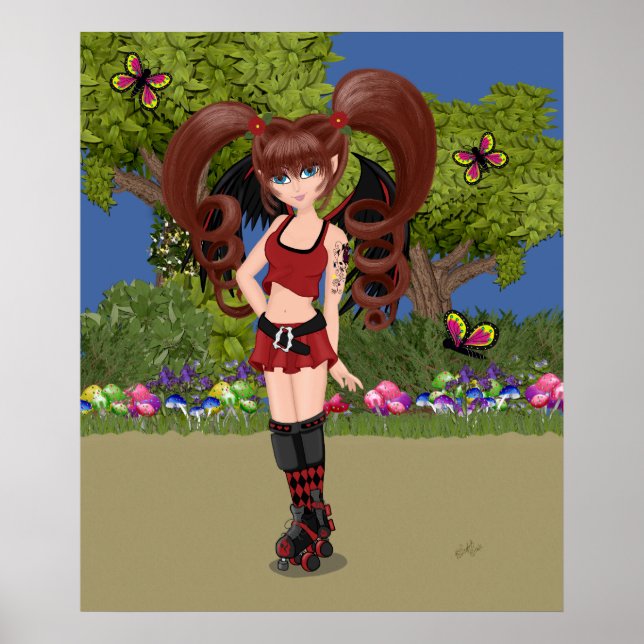 Pôster Roller Derby Anime Fairy Skating (Frente)