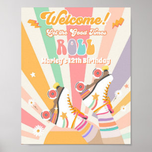 Poster Roller Skate Skating Retro Groovay Aniversário Bem