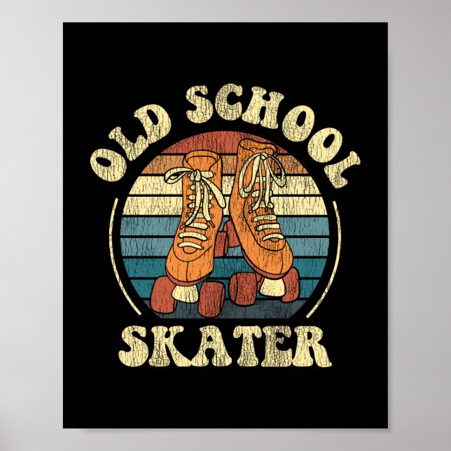 Poster Roller Skating Old School Skater 1970S Retro (Frente)