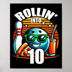 Poster Rollin para 10 Boliches Festa de aniversário 10º A