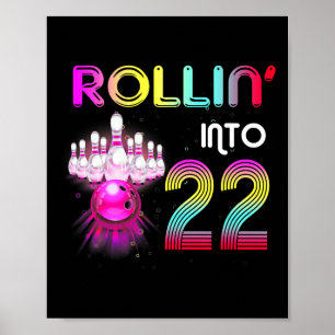 Poster Rollin para 22 Boliches Festa de aniversário 22º B