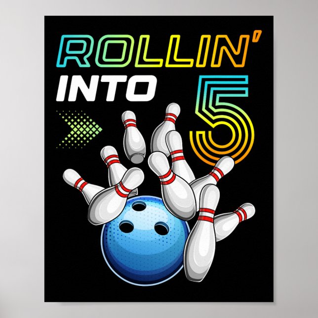 Poster Rollin para 5 5 da Festa de aniversário da Boliche (Frente)