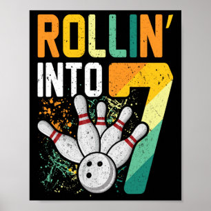 Poster Rollin para 7 7 da Festa de aniversário da Boliche