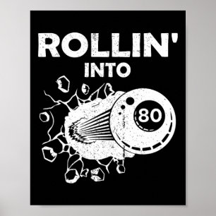 Poster Rollin para 80 Bilhar 80 de Aniversário