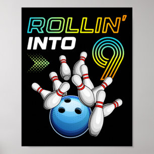 Poster Rollin para 9 Festas de aniversário da Boliche ret