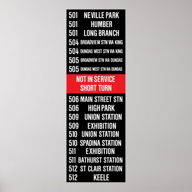 Pôster Rollsign Toronto CLRV/ALRV Streetcar (Frente)