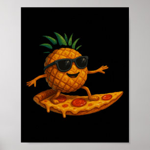 Poster Rolo De Abacaxi Comendo Pizza De Verão Divertida T