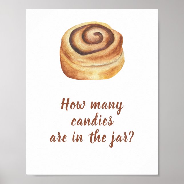 Poster Rolo de canela - adivinhe quantos doces tem na jar (Frente)