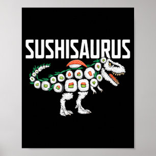 Poster Rolo de Sushi Dinossauro T-rex Comida Japonesa Eng