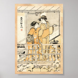 Pôster Rolo japonês legal das gueixas do ukiyo-e dois do